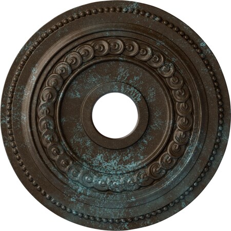 Ekena Millwork Oldham Ceiling Medallion (Fits Canopies up to 8 5/8"), 18"OD x 3 3/8"ID x 7/8"P, Bronze Blue Patina CM18OL1BBS